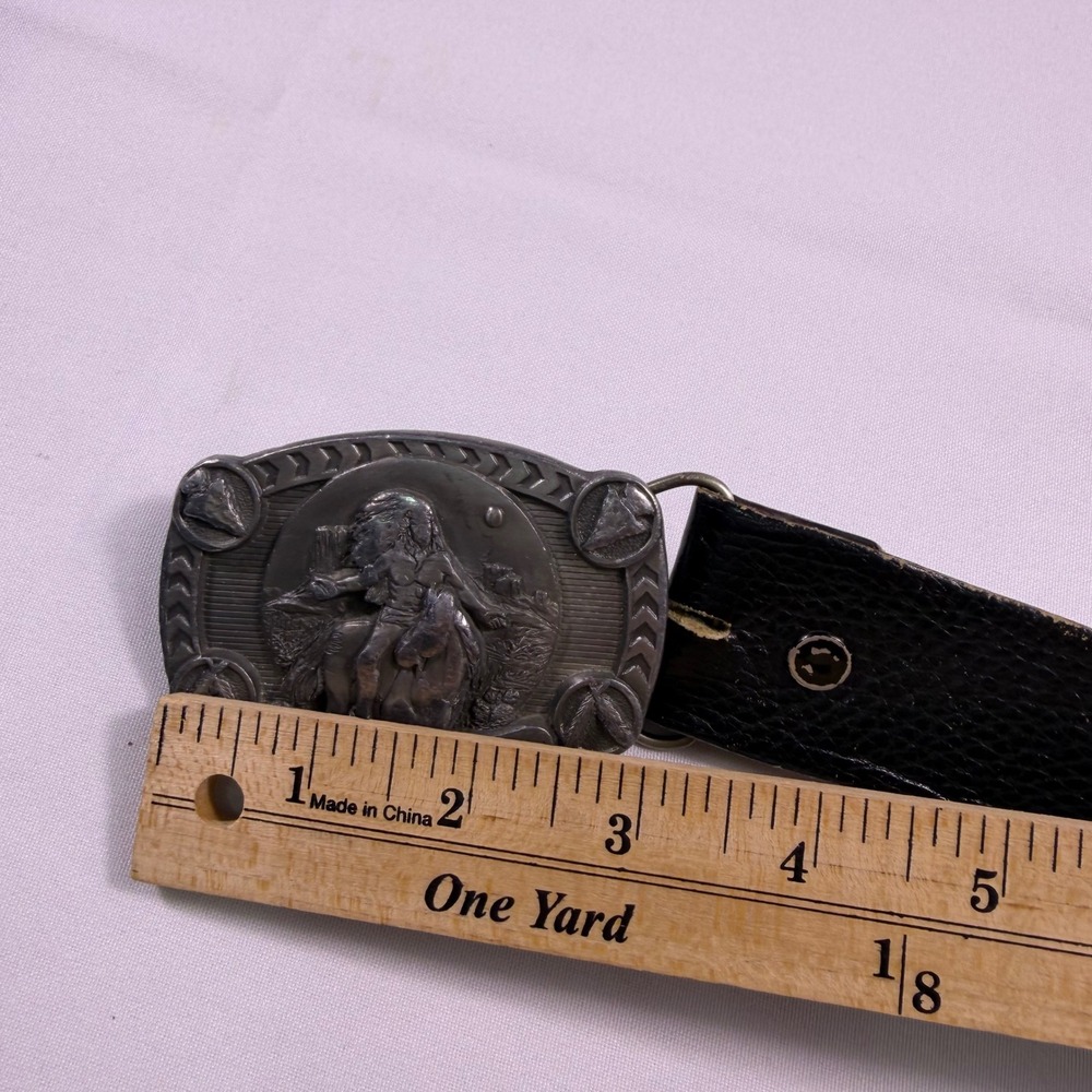 Vintage Frank Leonardo Leather Belt Buckles of America Great Spirit BA-141 38 - Picture 7 of 11